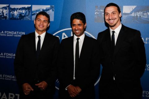 foto IPP/Icon Sport
parigi 28.01.2014
serata fondazione paris saint germain PSG
nelal foto Thiago SILVA, Nasser AL KHELAIFI propietario del PSG, Zlatan IBRAHIMOVIC
WARNING AVAILABLE ONLY FOR ITALIAN MARKET