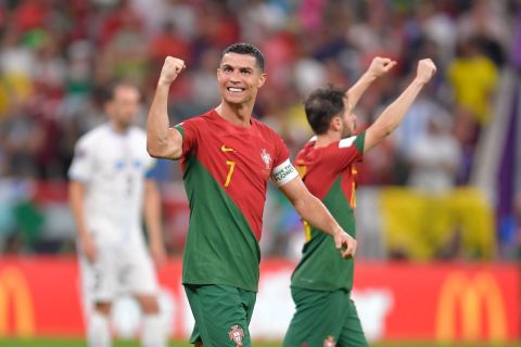 RECORD DATE NOT STATED  FIFA World Cup, WM, Weltmeisterschaft, Fussball Qatar 2022 Portugal vs Uruguay Cristiano Ronaldo celebrates his goal 1-0 of Portugal during the game Portugal vs Uruguay, Corresponding to Group H of the FIFA World Cup Qatar 2022, at at Lusail Stadium, Lusail, Doha, November 28, 2022. brbr Cristiano Ronaldo celebra su gol 1-0 de Portugal durante el partido Portugal vs Uruguay, correspondiente al Grupo H de la Copa Mundial de la FIFA Qatar 2022, en el Estadio Lusail, Lusail, Doha, Doha, 28 de noviembre de 2022. PUBLICATIONxNOTxINxMEXxCHNxRUS Copyright: xAdrianxMaciasx 20221128_14920 