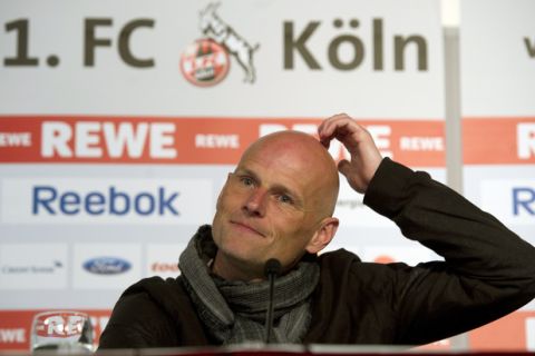 Norway's Stale Solbakken, new head coach of German first division Bundesliga football club 1. FC Cologne, addresses a press conference on May 17, 2011 in Cologne, western Germany. Sobakken signed a two year contract with Cologne.    AFP PHOTO    PATRIK STOLLARZ (Photo credit should read PATRIK STOLLARZ/AFP/Getty Images)