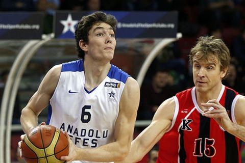 Anadolu Efes's and Ted Kolej's during their BEKO Basketball League match Anadolu Efes between Ted Kolej at Abdi Ipekci Arena in Istanbul Turkey on Sunday 09 March 2014. Photo by Aykut AKICI/TURKPIX