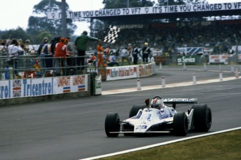 Silverstone, England.
12-14 July 1979.
Clay Regazzoni (Williams FW07 Ford) 1st position, action. This was Williams Grand Prix Engineering's maiden Grand Prix victory. 
World Copyright - LAT Photographic