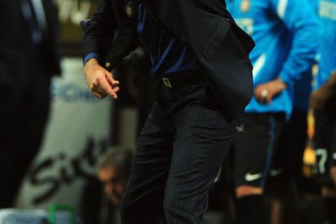 Inter Milan's coach Andrea Stramaccioni gestures on May 6, 2012 during an Italian Serie A football match against AC Milan at the San Siro stadium in Milan. AFP PHOTO / OLIVIER MORINOLIVIER MORIN/AFP/GettyImages