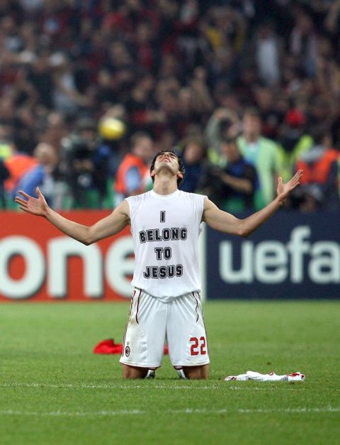 AC Milan's Kaka celebrates at the final whistle 