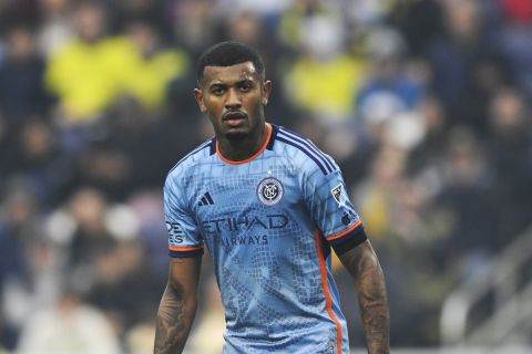 New York City FC forward Thiago Andrade (8) during an MLS soccer match against Nashville SC, Saturday, Feb. 25, 2023, in Nashville, Tenn. (AP Photo/John Amis)