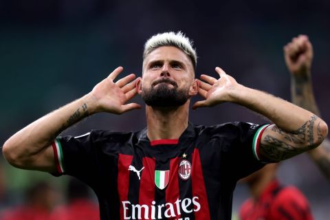 Ac Milan - Fc Internazionale Olivier Giroud of Ac Milan celebrates after winning the Serie A match beetween Ac Milan and Fc Internazionale at Stadio Giuseppe Meazza on September 3, 2022 in Milano, Italy . Milano Stadio Giuseppe Meazza Italy Copyright: xMarcoxCanonierox 