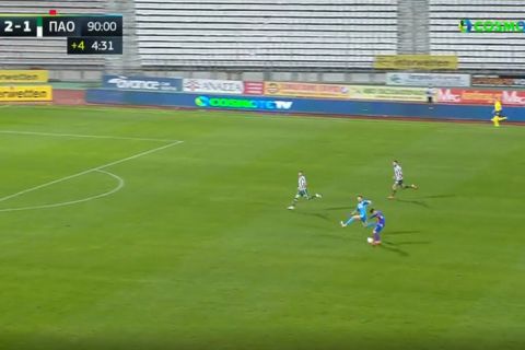 Ο Ορόζ σκοράρει για το 3-1 στο Βόλος - Παναθηναϊκός