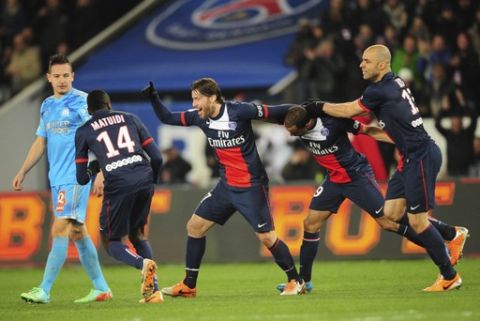 Joie de Maxwell (PSG) apres son but - joueurs parisiens