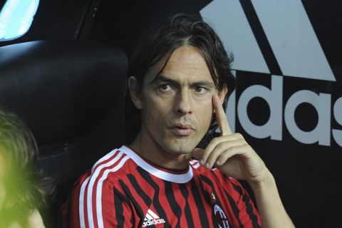 MILAN, ITALY - MAY 14:  Filippo Inzaghi of Milan looks on during the Serie A match between AC Milan and Cagliari Calcio at Stadio Giuseppe Meazza on May 14, 2011 in Milan, Italy.  (Photo by Dino Panato/Getty Images)