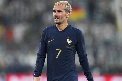 France's Antoine Griezmann leaves the pitch at the end of the international friendly soccer match between Germany and France in Dortmund, Germany, Tuesday, Sept. 12, 2023. Germany won 2-1. (AP Photo/Martin Meissner)