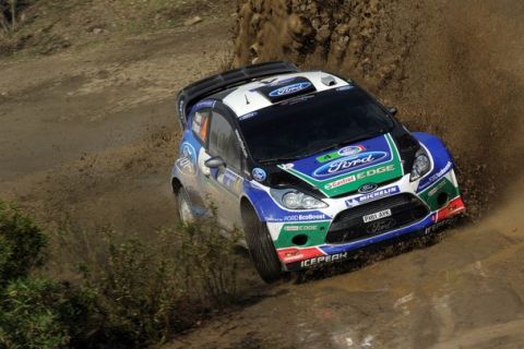 LEON, MEXICO - MARCH 11:  Petter Solberg of Norway and Chris Patterson of Great Britain compete in their Ford WRT Ford Fiesta RS WRC during day three of the WRC Rally Mexico on March 11, 2012 in Leon, Mexico.  (Photo by Massimo Bettiol/Getty Images)