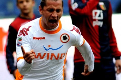 AS Roma's French defender Philippe Mexes celebrates after scoring against Genoa during their Serie A football match at the Marassi stadium in Genova on February 20, 2011. AFP PHOTO / TIZIANA FABI (Photo credit should read TIZIANA FABI/AFP/Getty Images)