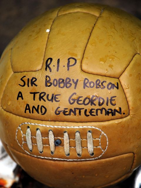 One of the tributes left for Sir Bobby Robson at St James' Park, Newcastle.