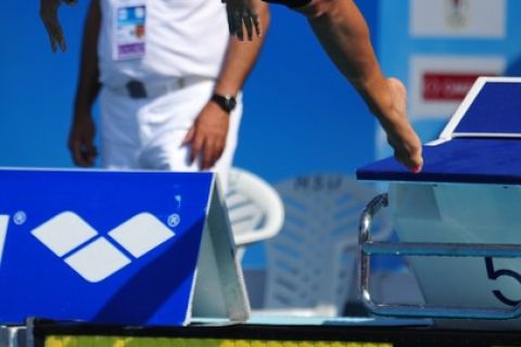 Greece's Theodora Drakou dives for the women's 50m freestyle qualifications at the European Swimming Championships in Budapest on August 14, 2010.  AFP PHOTO / DANIEL MIHAILESCU (Photo credit should read DANIEL MIHAILESCU/AFP/Getty Images)