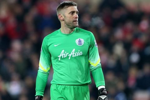 Queens Park Rangers' goalkeeper Robert Green during their English Premier League soccer match between Sunderland and Queens Park Rangers at the Stadium of Light, Sunderland, England, Tuesday, Feb. 10, 2015. (AP Photo/Scott Heppell)