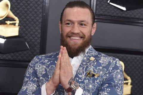 Conor McGregor arrives at the 62nd annual Grammy Awards at the Staples Center on Sunday, Jan. 26, 2020, in Los Angeles. (Photo by Jordan Strauss/Invision/AP)