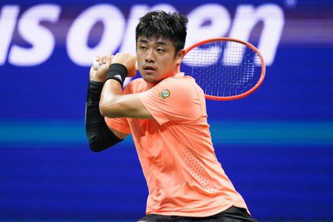 FILE - Yibing Wu, of China, returns a shot to Daniil Medvedev, of Russia, during the third round of the U.S. Open tennis championships, Friday, Sept. 2, 2022, in New York. Yibing Wu became the first Chinese player to reach an ATP Tour final, rallying for a three-set victory over top-seeded American Taylor Fritz in the Dallas Open on Saturday night, Feb. 11, 2023. (AP Photo/Charles Krupa, File)