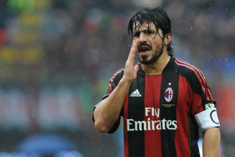 MILAN, ITALY - MARCH 13:  Gennaro Ivan Gattuso of AC Milan gestures during the Serie A match between AC Milan and AS Bari at Stadio Giuseppe Meazza on March 13, 2011 in Milan, Italy.  (Photo by Valerio Pennicino/Getty Images)