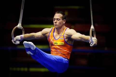 MILAAN - Yuri van Gelder traint woensdag in Milaan. Ringenspecialist Van Gelder neemt deel aan de Europese kampioenschappen turnen, van 2 tot en met 5 april in Milaan. ANP ROBIN UTRECHT