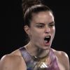 Maria Sakkari of Greece reacts after winning a point against Diana Shnaider of Russia during their second round match at the Australian Open tennis championship in Melbourne, Australia, Wednesday, Jan. 18, 2023. (AP Photo/Ng Han Guan)