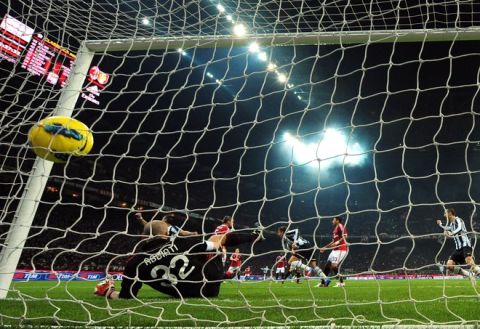 Juventus' forward Alessandro Matri (R) celebrates after scoring on February 25, 2012 during a Serie A match against AC Milan at the San Siro stadium in Milan. AFP PHOTO / OLIVIER MORIN (Photo credit should read OLIVIER MORIN/AFP/Getty Images)