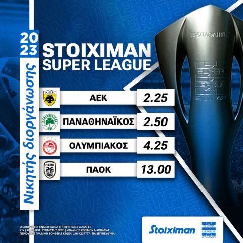 Οι αποδόσεις για την κατάκτηση της Stoiximan Super League