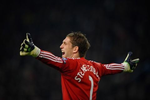 AMSTERDAM, NETHERLANDS - NOVEMBER 23: Maarten Stekelenburg of Ajax show his frustrations during the UEFA Champions League Group G match between AFC Ajax and Real Madrid at the Ajax Arena on November 23, 2010 in Amsterdam, Netherlands.  (Photo by Laurence Griffiths/Getty Images)