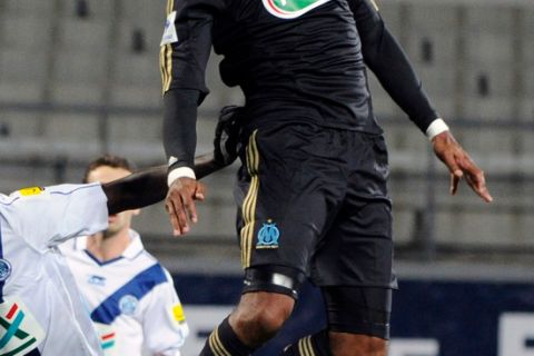 Marseille's forward Brandao jumps for the ball during the French Cup football match  Marseille vs. Le Havre on January 22 , 2012 at the Vélodrome stadium in Marseille, southern France.  AFP PHOTO / ANNE-CHRISTINE POUJOULAT (Photo credit should read ANNE-CHRISTINE POUJOULAT/AFP/Getty Images)