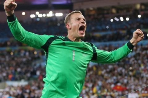 Germany's Manuel Neuer celebrates after victory