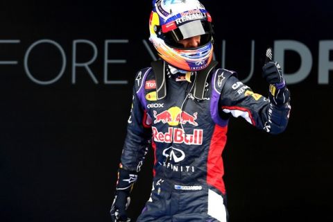 BARCELONA,SPAIN,11.MAY.14 - FORMULA 1 - Grand Prix of Spain, Circuit de Barcelona-Catalunya. Image shows the rejoicing of Daniel Ricciardo (AUS/ Red Bull Racing). Photo: GEPA pictures/ Getty Images/ Mark Thompson - For editorial use only. Image is free of charge.