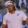 Stefanos Tsitsipas of Greece reacts as he plays Serbia's Novak Djokovic during their final match of the French Open tennis tournament at the Roland Garros stadium Sunday, June 13, 2021 in Paris. (AP Photo/Michel Euler)