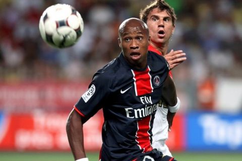 FOOTBALL - FRENCH CHAMPIONSHIP 2008/2009 - L1 - AS MONACO v PARIS SG - 09/08/2008 - FABRICE PANCRATE (PSG) / LEANDRO CUFRE (MON) - PHOTO PHILIPPE LAURENSON / FLASH PRESS
