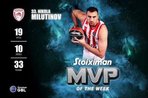 Stoiximan GBL: Ο Μιλουτίνοβ αναδείχθηκε MVP της 6ης αγωνιστικής