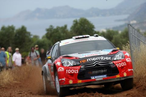 LOUTRAKI, GREECE - JUNE 16:  Petter Solberg of Norway and Chris Patterson of Great Britain compete in their Petter Solberg WRT Citroen DS3 WRC during the Shakedown of the WRC Rally of Greece on June 16, 2011 in Loutraki, Greece.  (Photo by Massimo Bettiol/Getty Images)