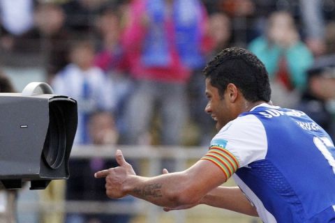 Porto´s Brazilian forward "Hulk" Souza celebrates after scoring against Maritimo during their Portuguese football match at Barreiros Stadium in Funchal on April 28, 2012. AFP PHOTO/ GREGORIO CUNHAGREGORIO CUNHA/AFP/GettyImages