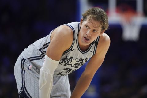 Orlando Magic's Moritz Wagner plays during an NBA basketball game, Wednesday, Dec. 4, 2024, in Philadelphia. (AP Photo/Matt Slocum)