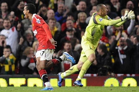 IHN SPT 301010 - MANCHESTER UNITED V TOTTENHAM HOTSPURS - Man Utd Nani celebrates scoring a controversial second goal against Spurs



PIctures by Ian Hodgson/Daily Mail