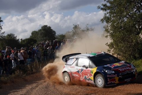 LISBON, PORTUGAL - MARCH 23:  Sebastien Ogier of France and Julien Ingrassia of France compete in their Citroen Total World Rally Team Citroen DS3 WRC during the Shakedown of the WRC Rally Portugal on March 23, 2011 in Lisbon, Portugal.  (Photo by Massimo Bettiol/Getty Images)