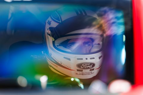 Driver Romain Dumas in the F-150 Lightning SuperTruck at Pikes Peak.